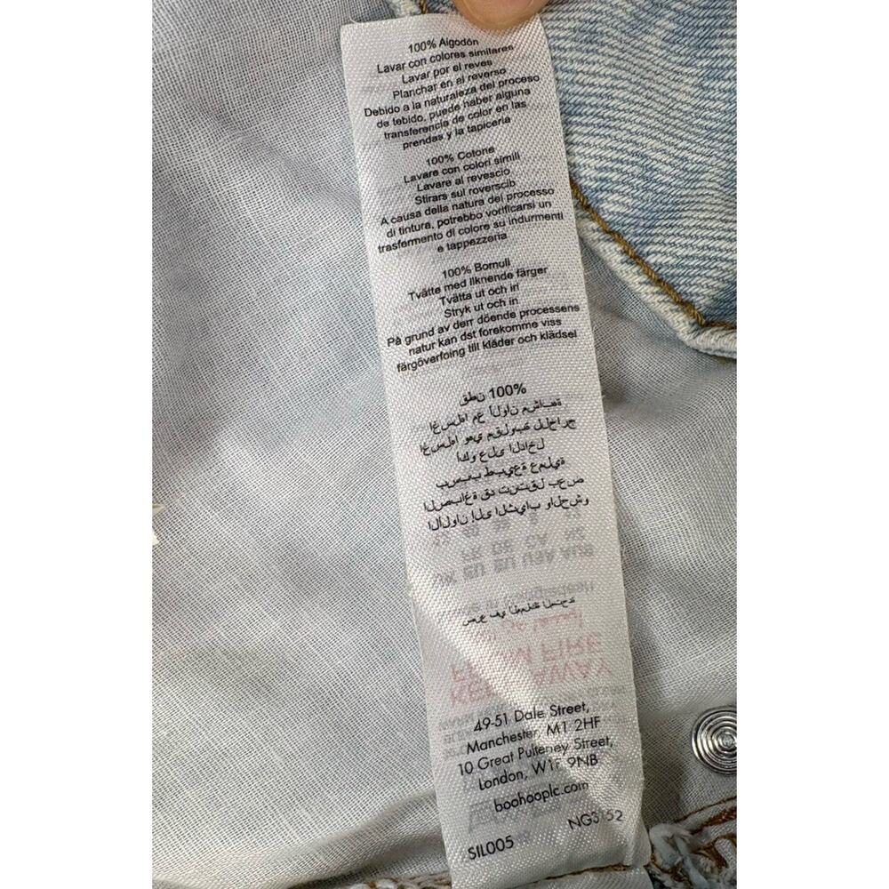 Pretty Little Thing PLT Jeans US 8 Light Blue Wash Distressed Straight Leg NWT - Picture 10 of 11